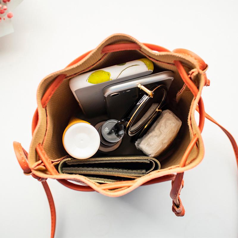 Women's Bag Fashion Woven Bucket Bag Slung Mobile Phone Bag Ladies Shoulder Bag