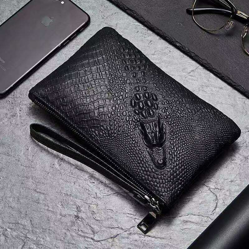 Thin Top Leather Men's Crocodile Leather Wallet Bag