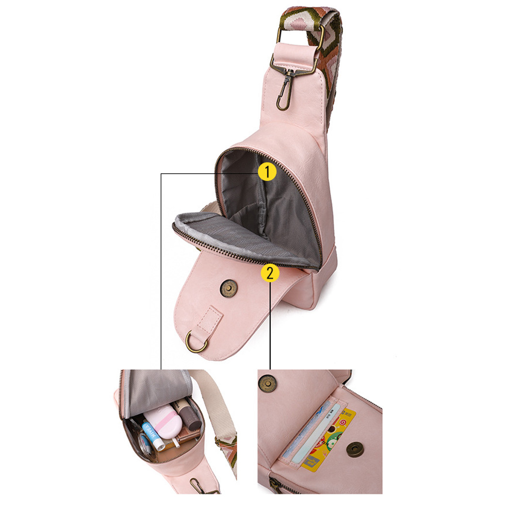 Women PU Leather Sling Bag Small Crossbody Sling Backpack