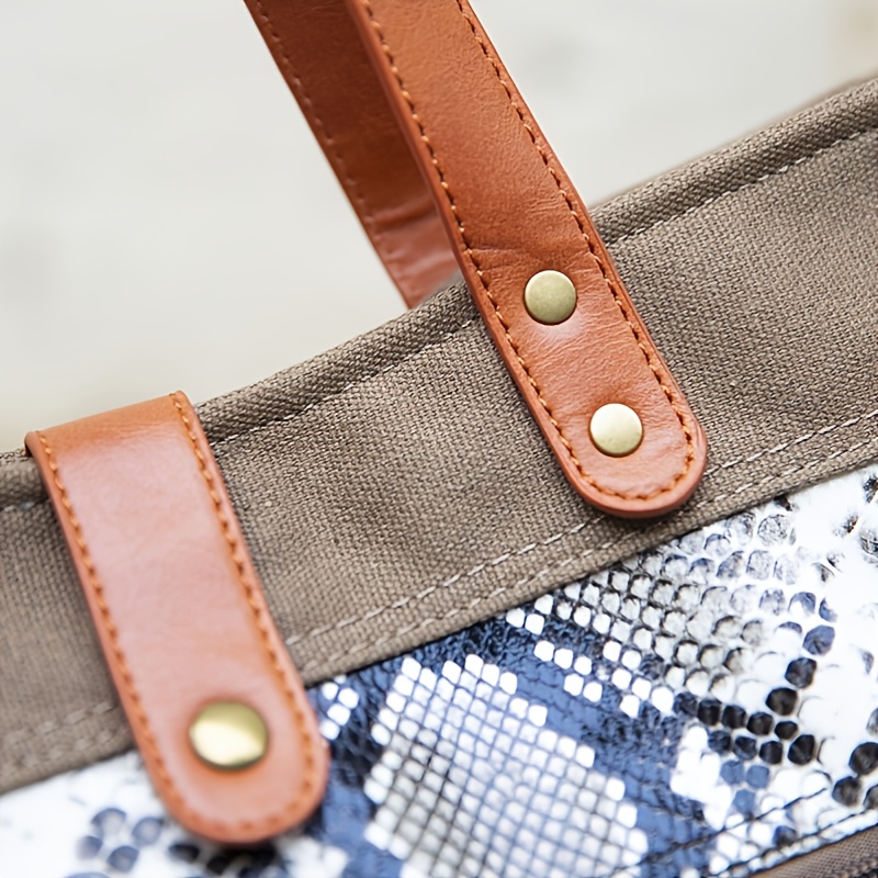 Boho Ethnic Patterned Tote Bag, Geometric Shoulder Bag, Crossbody Bag