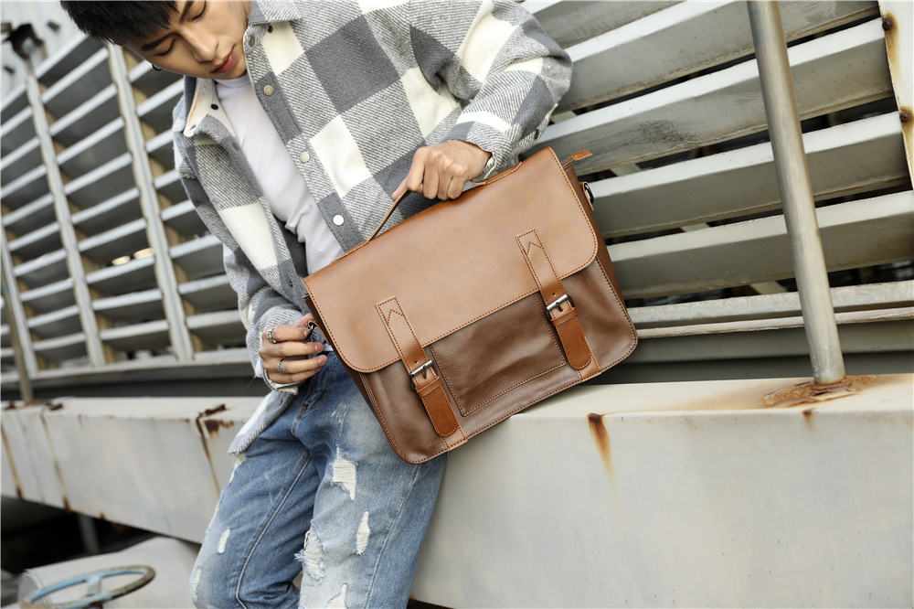 Men's Retro Fashion Casual One-shoulder Crossbody Briefcase