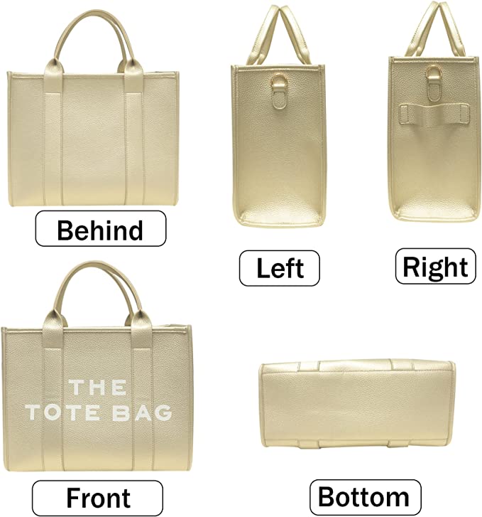 The Tote Bag for Women, Leather Tote Bag with Zipper Sturdy Tote Purse Crossbody Hand Bag