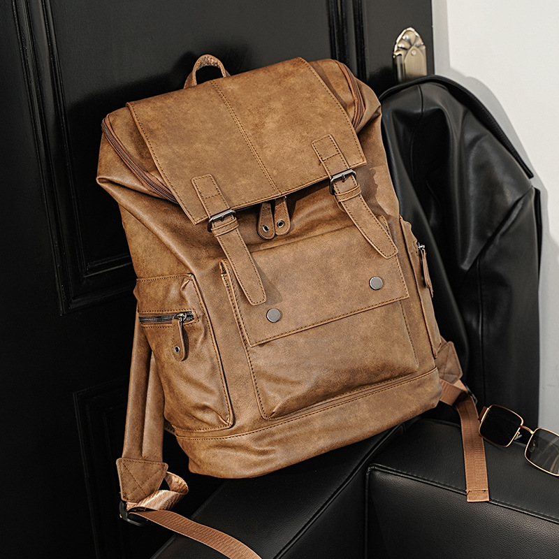 Men's High-capacity Korean Version Of Casual Retro Flip Outdoor Travel Backpack