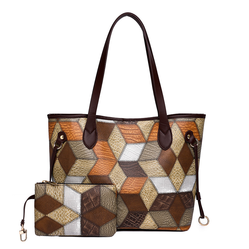 New Fashion Stitching Large Capacity Ladies Shoulder Tote Bag