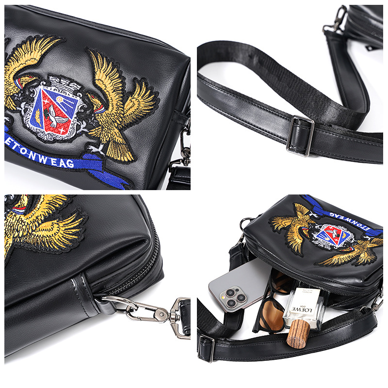 Original Design Street Couple Embroidery Pattern Single Shoulder Crossbody Small Square Bag