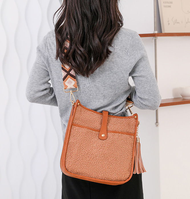 Women Plush Crossbody Bags Shoulder Bucket Bags