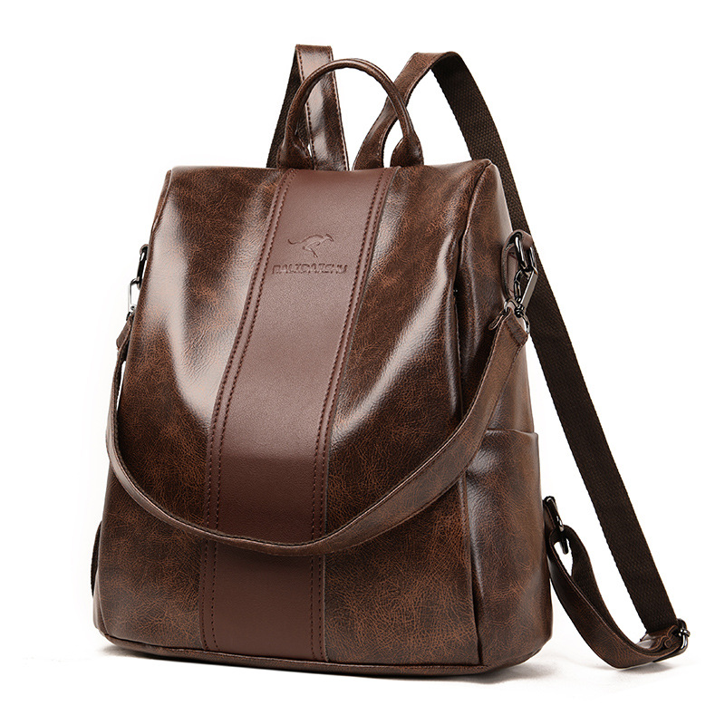 Soft Leather Backpack Large-capacity Simple Backpack