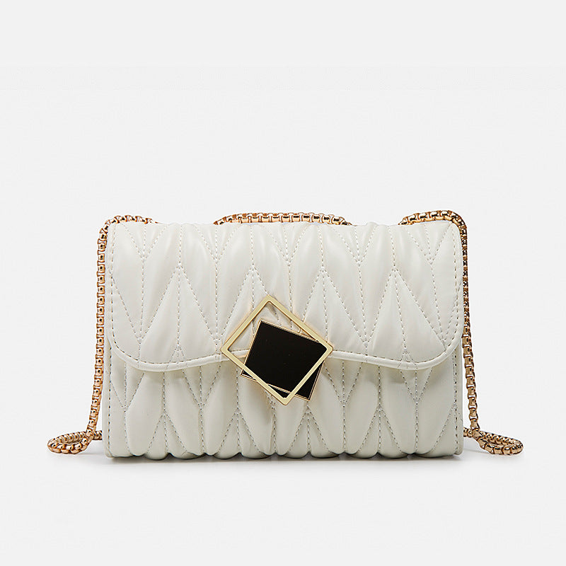 Fashion chain one shoulder wrinkle leather bag rhombic crossbody bag underarm bag female bag