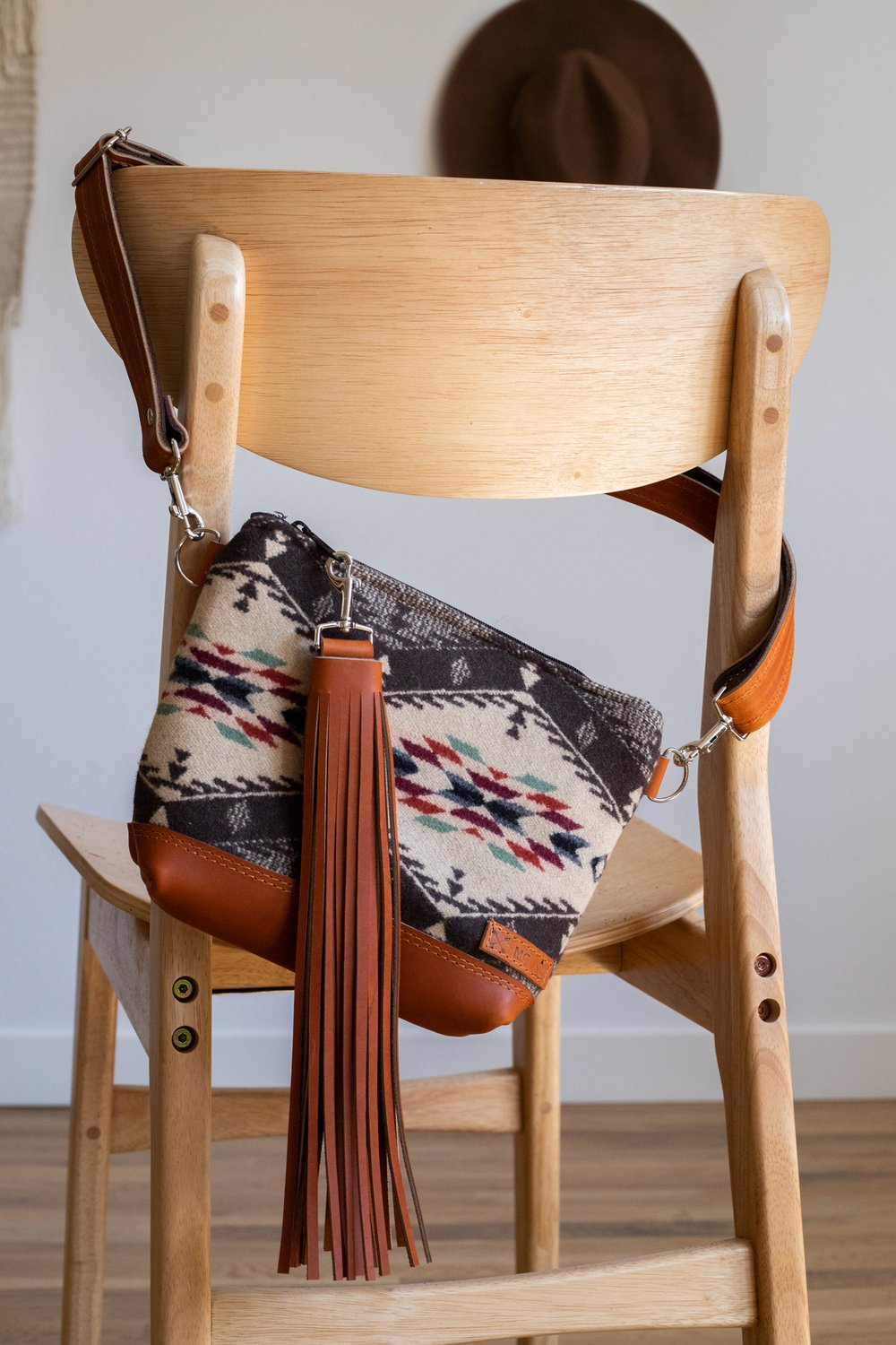 HIP  SLING BAG IN SPIRIT OF THE PEOPLE + COGNAC LEATHER