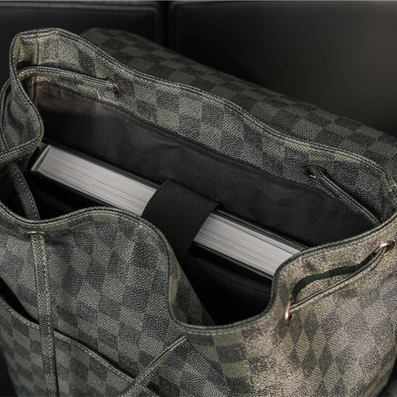 2023 New Large Capacity Plaid Drawstring Backpack