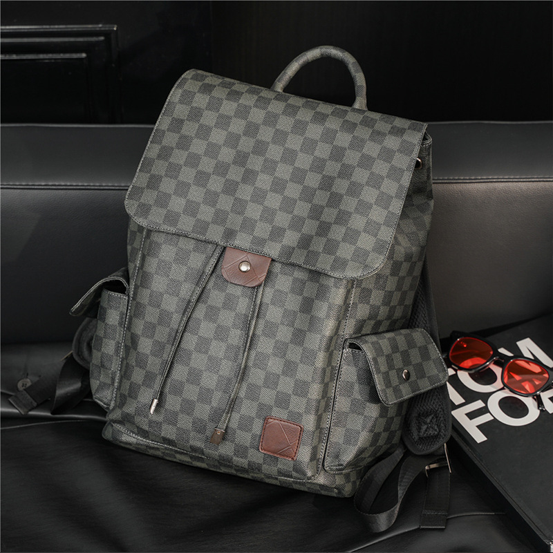 2023 New Large Capacity Plaid Drawstring Backpack