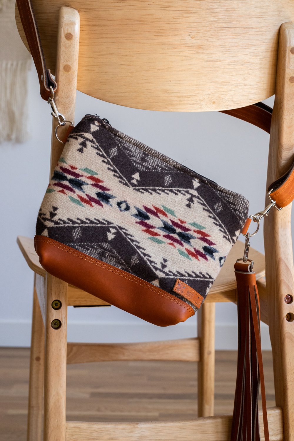 HIP  SLING BAG IN SPIRIT OF THE PEOPLE + COGNAC LEATHER