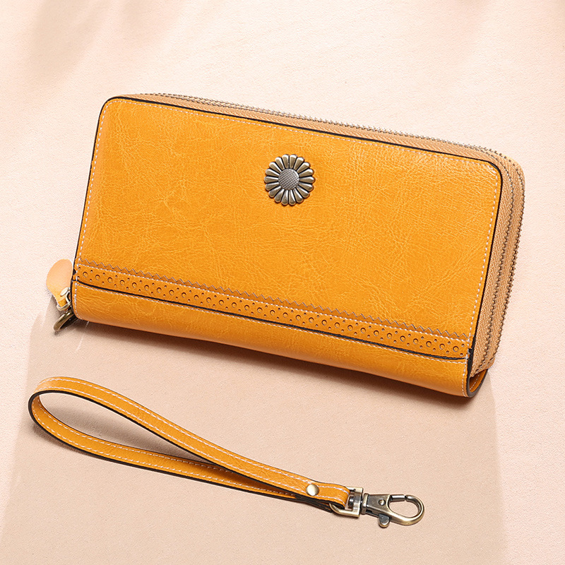 Leather Ladies Wallet Long Double Zip