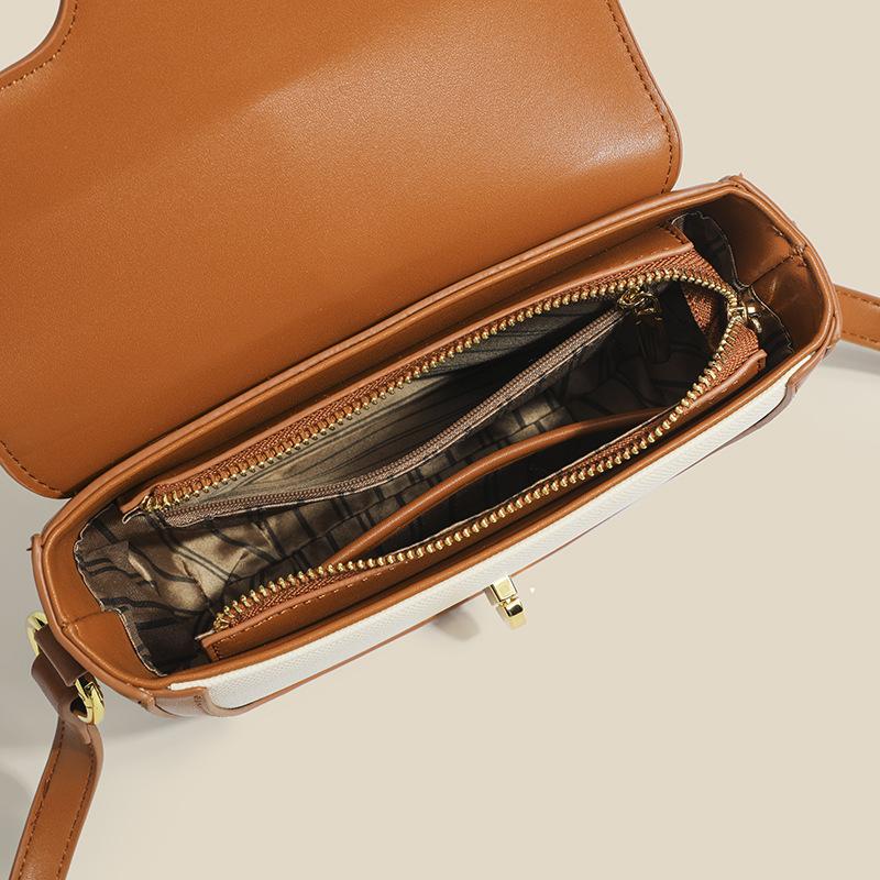 High-grade Contrast Saddle Bag Small Crowd Joker Crossbody Bag Women's Lock Buckle Shoulder Bag