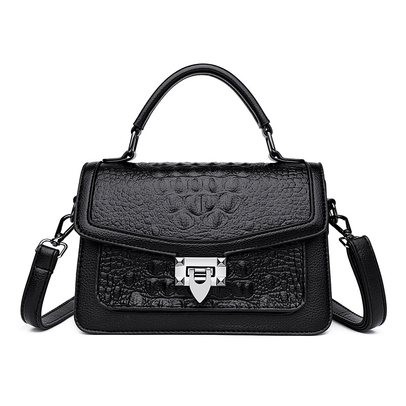 Crocodile Handheld Lock Textured Women's Bag