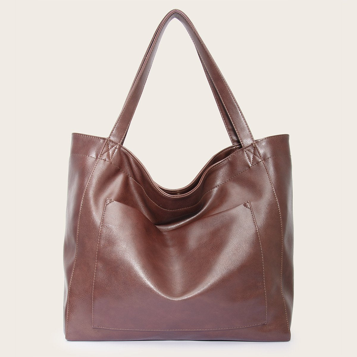 With Pocket Women's Large Bag Soft Leather Hand Shoulder Large Capacity New Tote Women's Bag