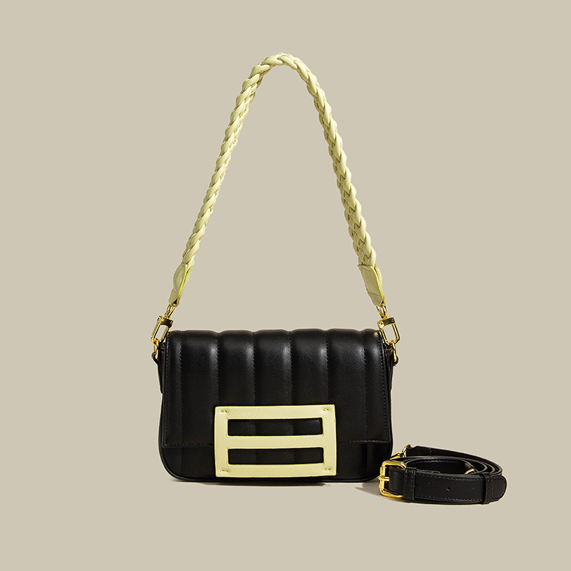Contrast Woven Broadband Single Shoulder Crossbody Bag