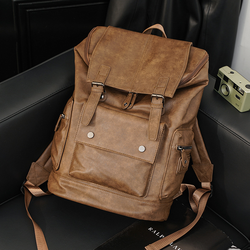 Men's High-capacity Korean Version Of Casual Retro Flip Outdoor Travel Backpack
