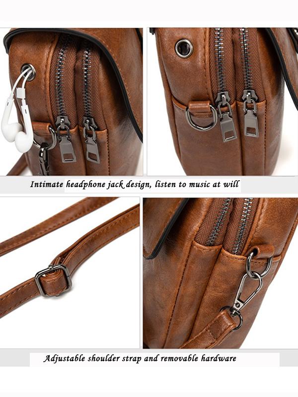 Retro Oil Wax Pu Shoulder Messenger Bag
