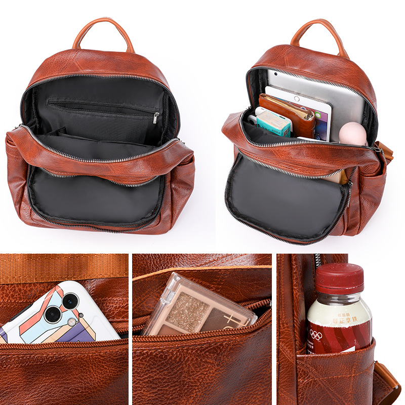 Soft Leather Ladies High-Capacity Fashion Backpack