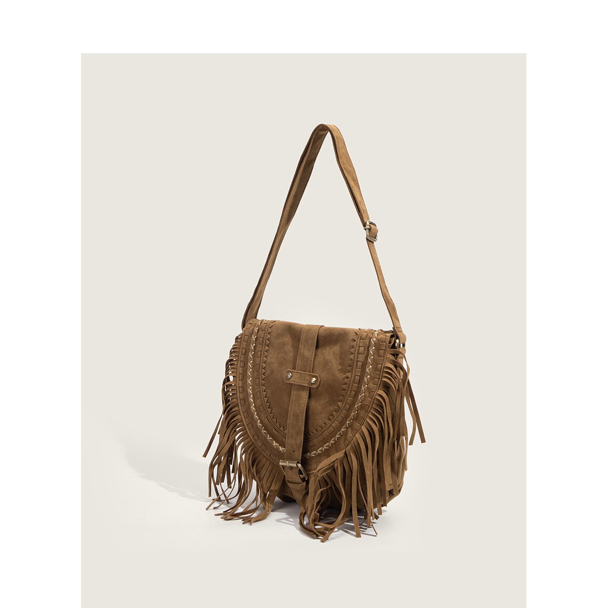 Women's Tassel Bag Women's Retro Khaki National Style Messenger Bag