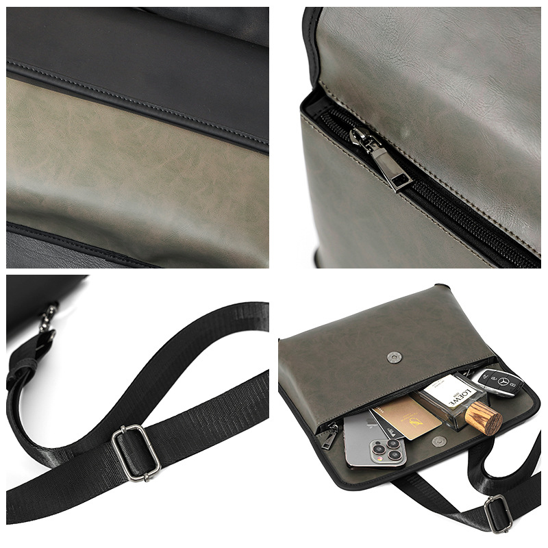 High Quality Retro Men Casual Commuter Tiger Head Shoulder Crossbody Bag