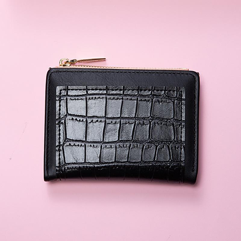 Fashion Women's Small Wallet Short Zipper Folding Stone Pattern Women's Wallet