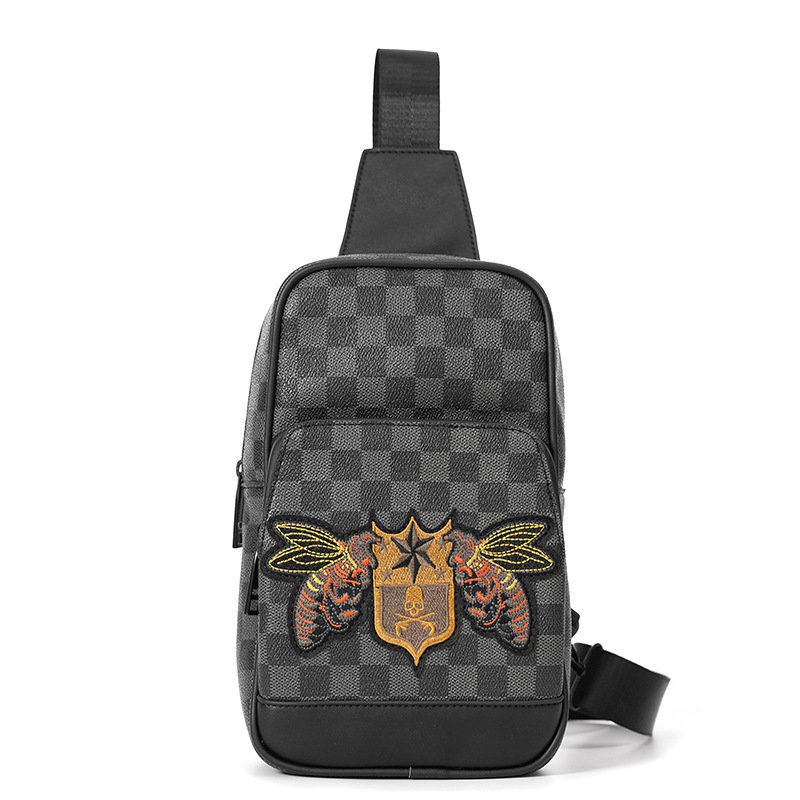 Men's Classic Plaid Single-Shoulder Crossbody Bag