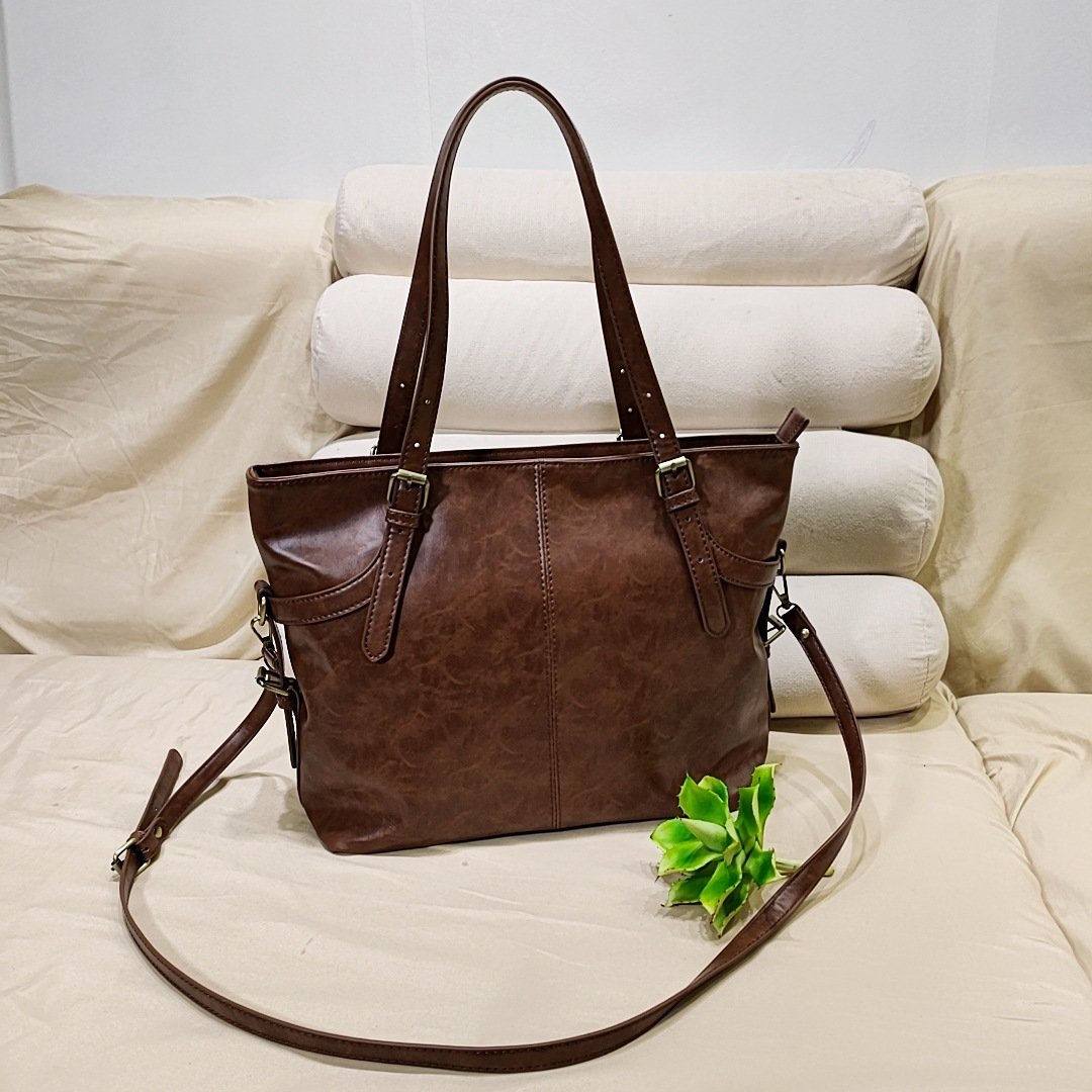 Recurious Butter Leather Pattern Hand-held Slung Women's Bag Fashion Large Capacity