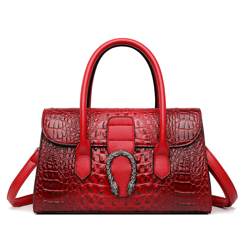 New Fashion Top Leather Crocodile Textured Tote