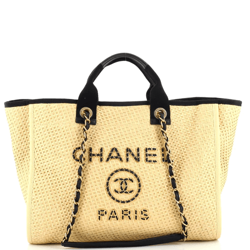 Chanel Deauville Tote Straw With Chain Detail Medium - SILKROAD