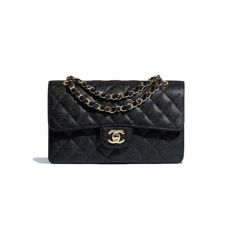 CHANEL SMALL CLASSIC HANDBAG Grained Calfskin & Gold Metal - SILKROAD