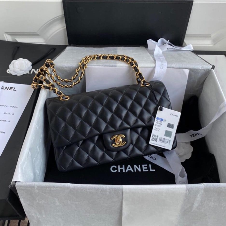 CHANEL CLASSIC HANDBAG Lambskin & Gold Metal - SILKROAD