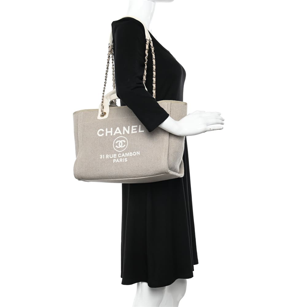 Chanel Mixed Fibers Calfskin Deauville Tote Light Grey - SILKROAD