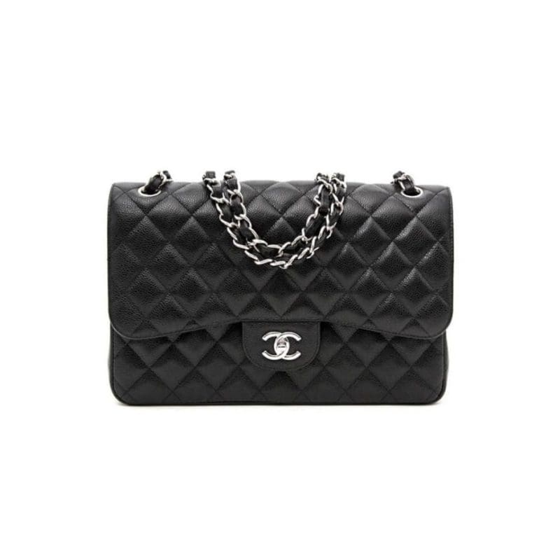 CHANEL LARGE CLASSIC HANDBAG Grained Calfskin & Silver Metal - SILKROAD