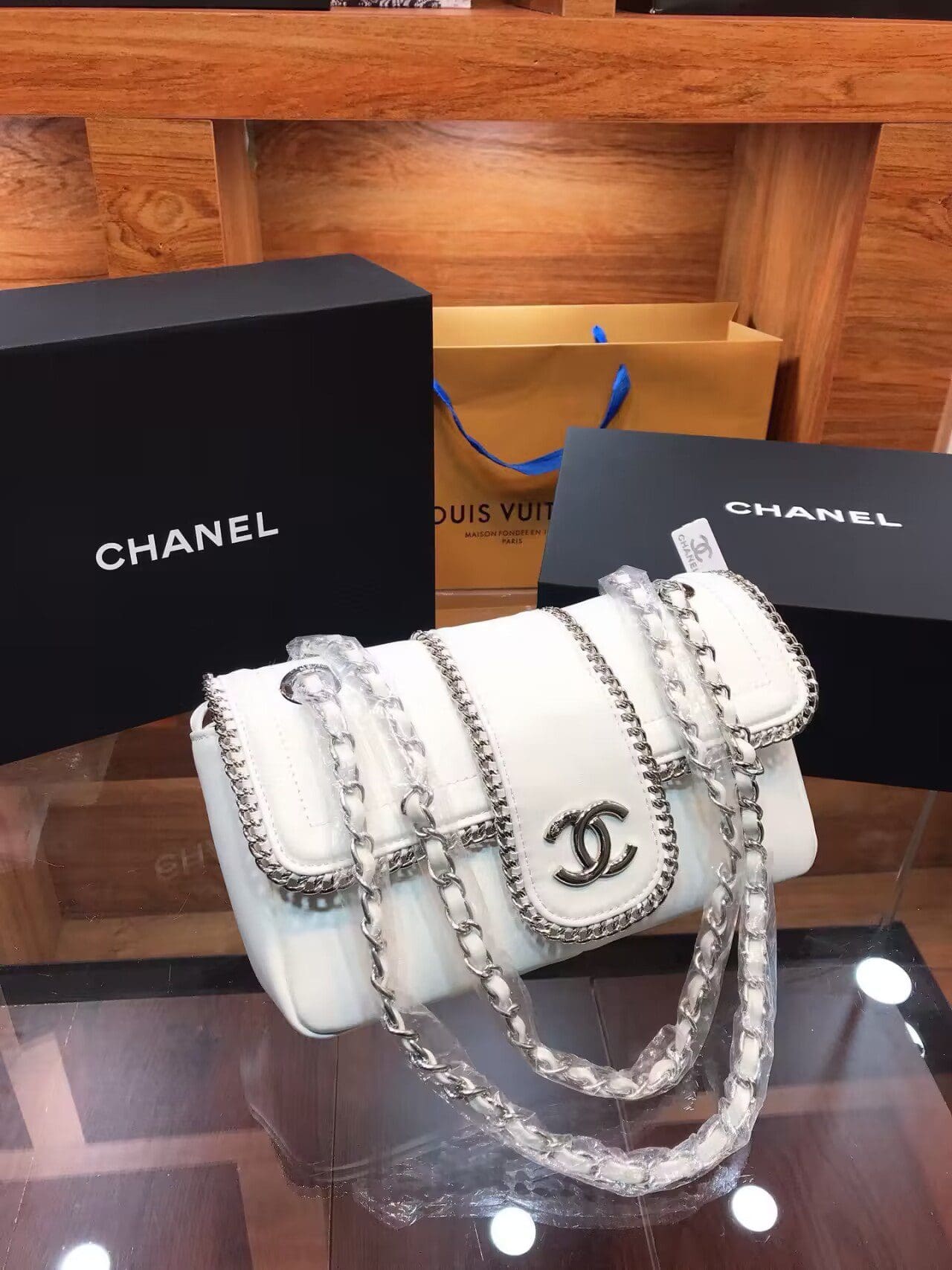 CHANEL Lambskin Mini Madison Flap White - SILKROAD