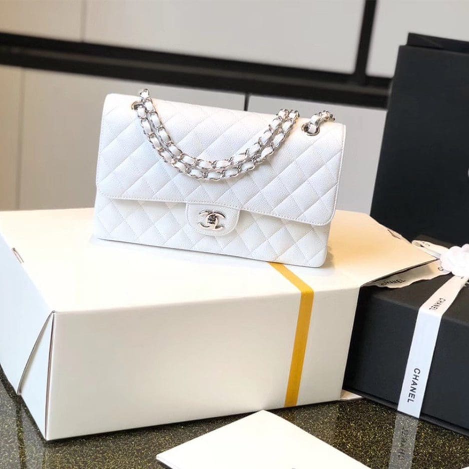 CHANEL Classic Flap Handbag SILVER METAL - SILKROAD