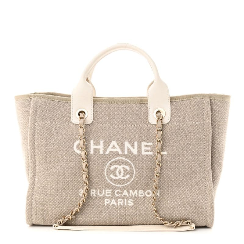 Chanel Mixed Fibers Calfskin Deauville Tote Light Grey - SILKROAD