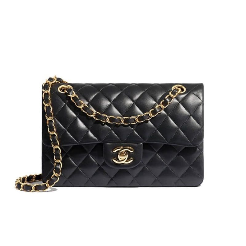 CHANEL SMALL CLASSIC HANDBAG LAMBSKIN & GOLD METAL - SILKROAD