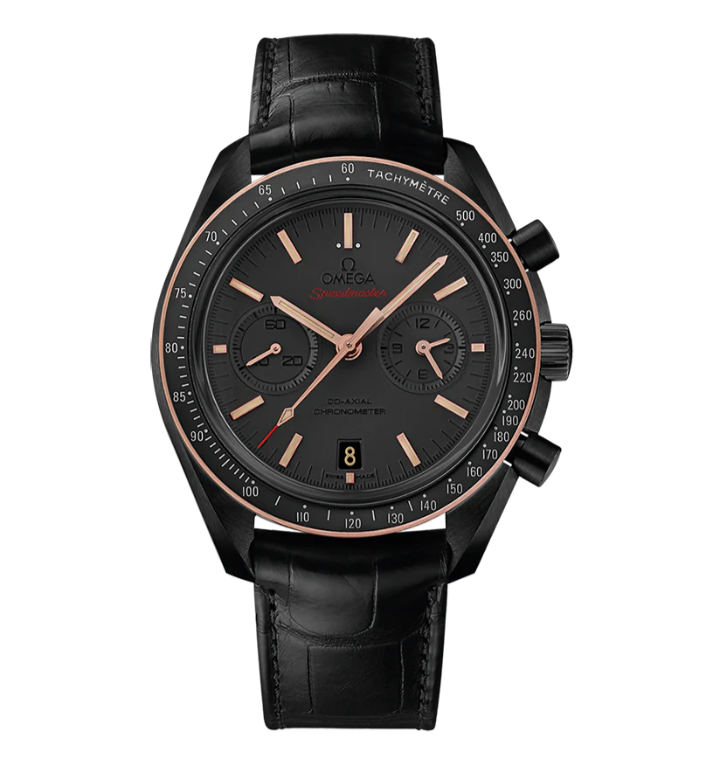 Speedmaster Dark Side of the Moon 44.25 mm, black ceramic on leather strap - SILKROAD