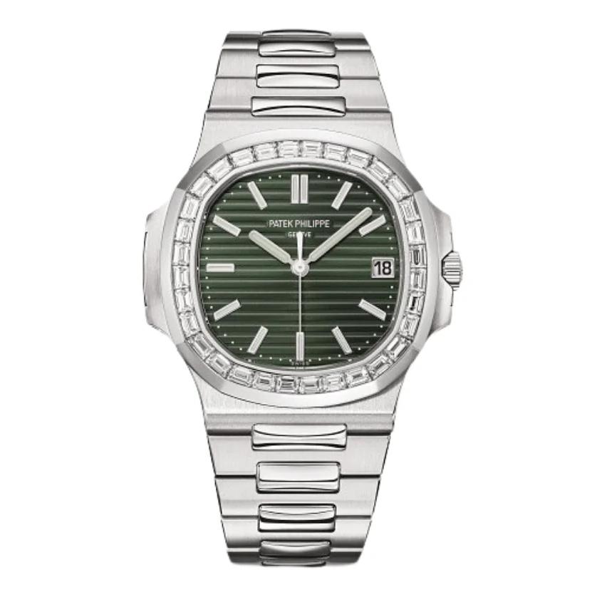 Nautilus 5711/1300A-001 Stainless Steel Green Dial Diamond Bezel - SILKROAD