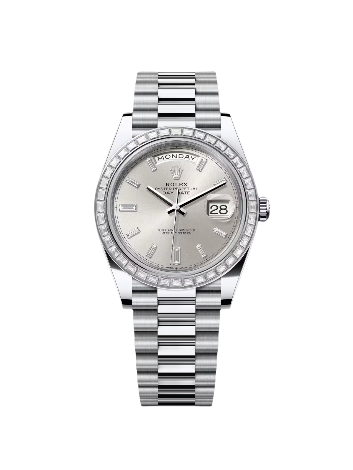 【Super Clone】RLX Day-Date 40mm 228396TBR-0011 Silver Diamonds Dial - SILKROAD