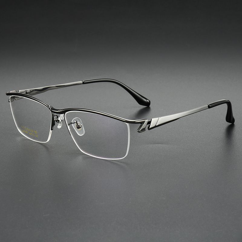 纯钛男款时尚半框宽腿 镜片宽58 型号6163