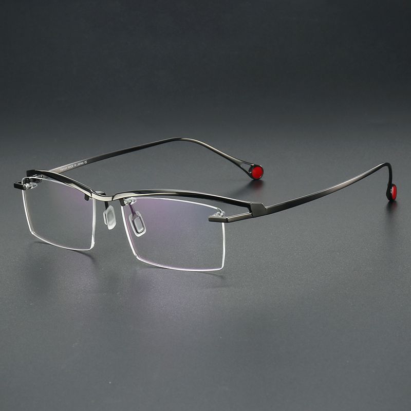 纯钛男款个性半框 镜片宽54 型号208