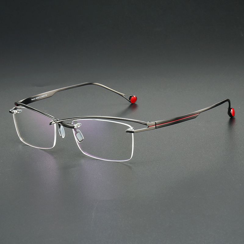 纯钛男款个性半框大框 镜片宽55 型号218