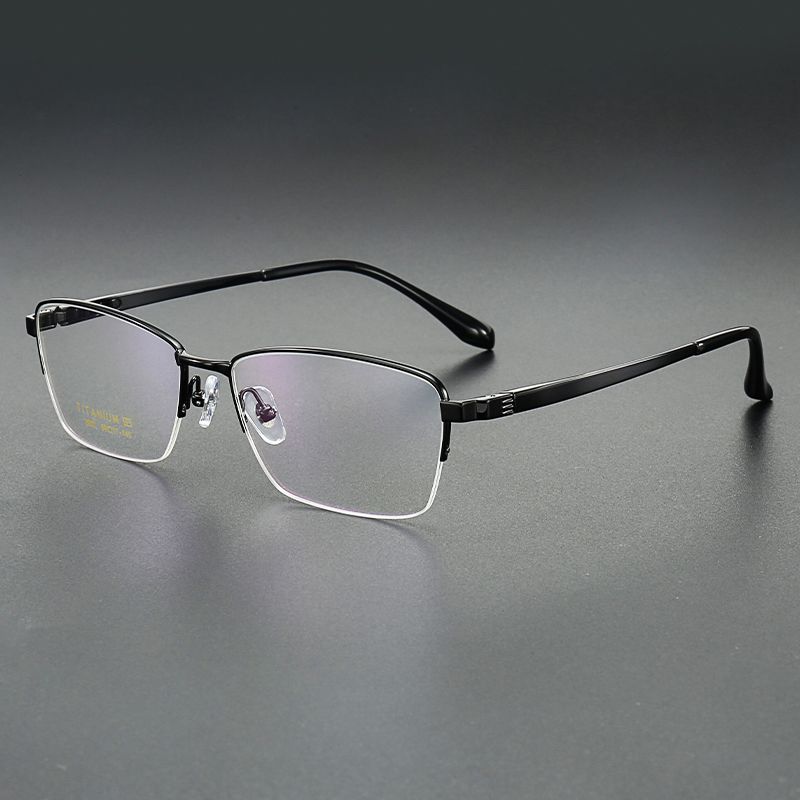 纯钛男款商务半框大框 镜片宽58 型号2912