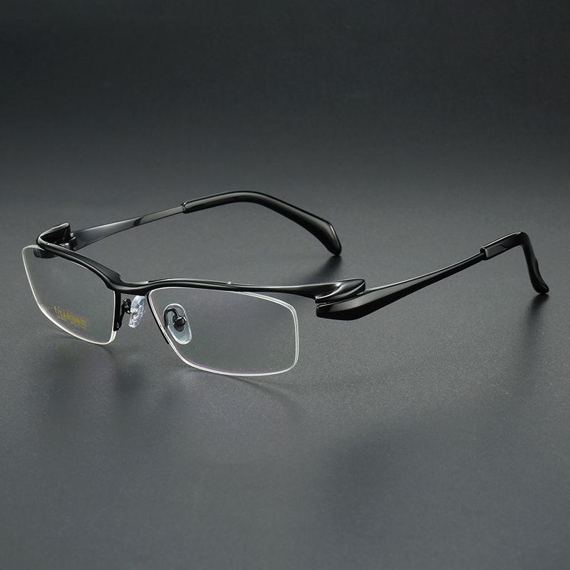 纯钛男款个性半框 镜片宽57 型号6157