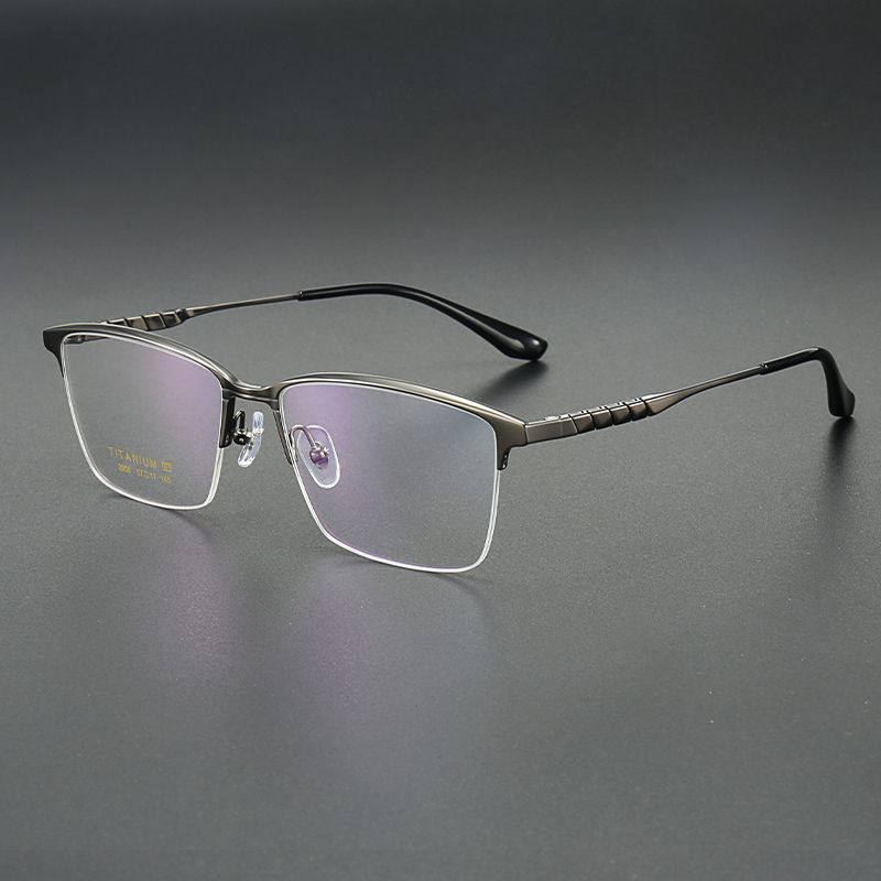 纯钛男款商务半框弹性镜腿 镜片宽57