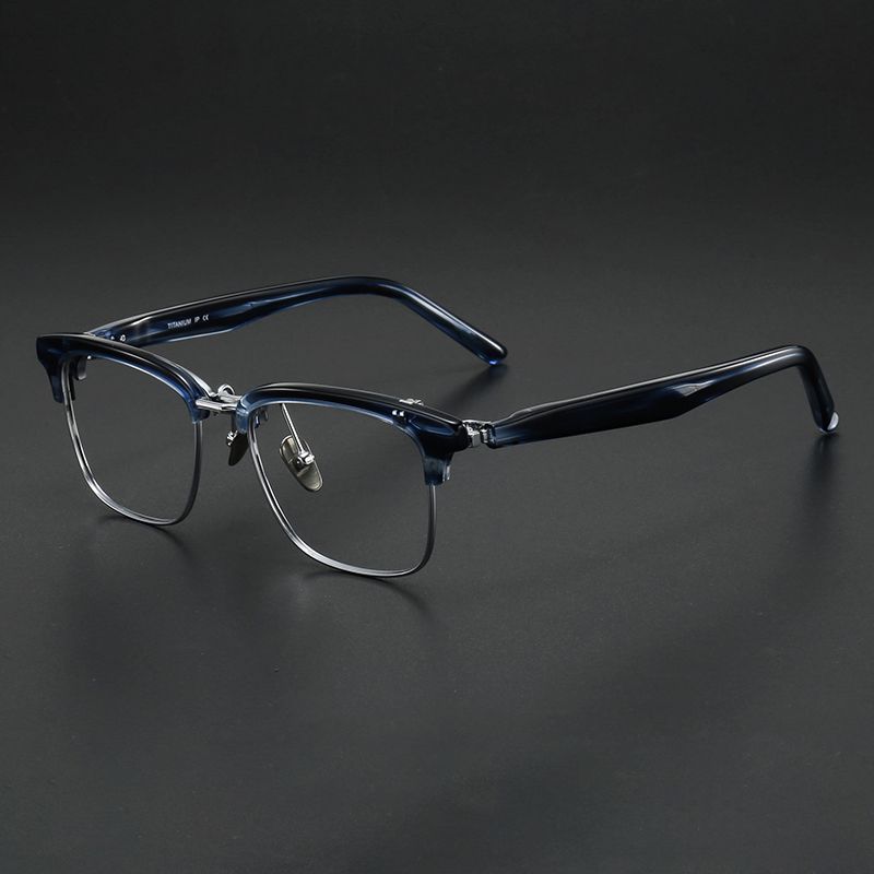 纯钛+板材眉毛架镜片可上翻 镜片宽52 型号M-96