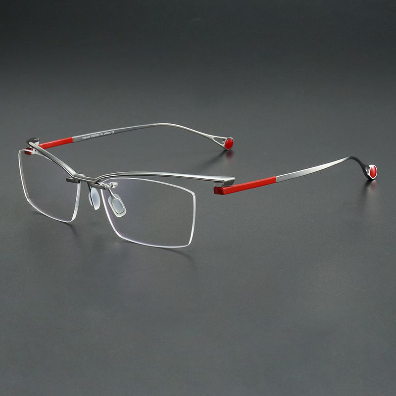 纯钛男款个性半框 镜片宽57 型号110